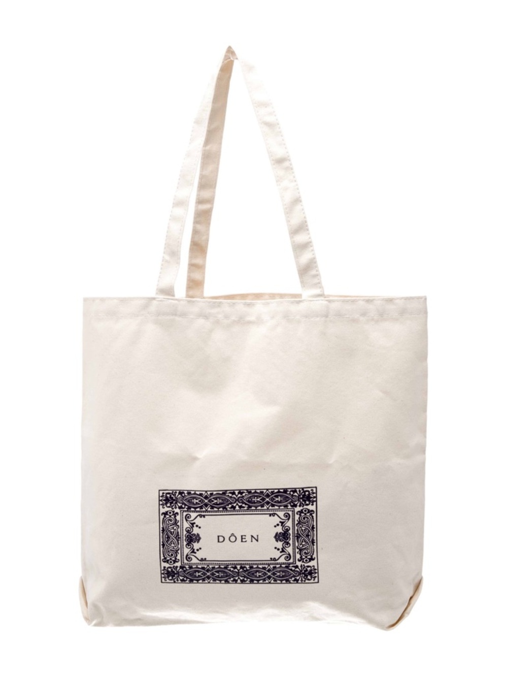 Doen Cream Canvas Tote with Decorative Logo Panel